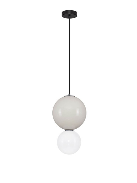 Nova Luce LED Pendelleuchte Noesis 7W warmweiss 3000K Hellgrau Schwarz Opal Glas Metall Ø25cm 9009190