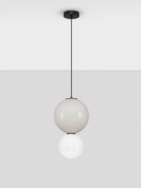 Nova Luce LED Pendelleuchte Noesis 7W warmweiss 3000K Hellgrau Schwarz Opal Glas Metall Ø25cm 9009190