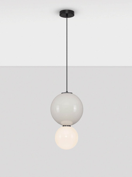 Nova Luce LED Pendelleuchte Noesis 7W warmweiss 3000K Hellgrau Schwarz Opal Glas Metall Ø25cm 9009190