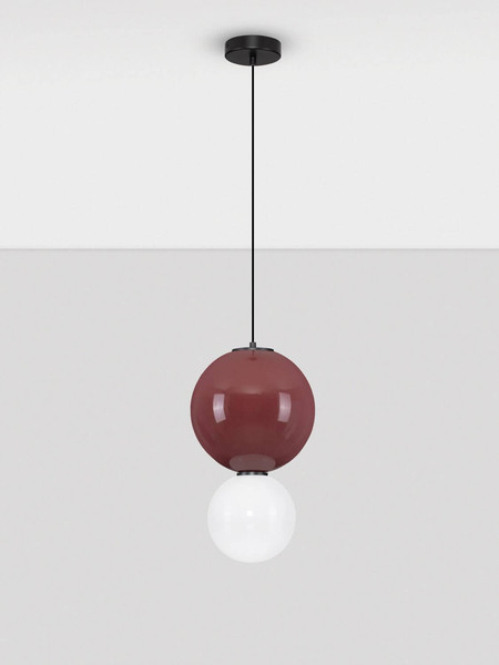 Nova Luce LED Pendelleuchte Noesis 7W warmweiss 3000K Bordeaux Schwarz Opal Glas Metall Ø25cm 9009191