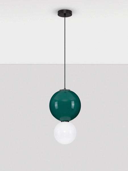 Nova Luce LED Pendelleuchte Noesis 7W warmweiss 3000K Jaspis Schwarz Opal Glas Metall Ø25cm 9009193