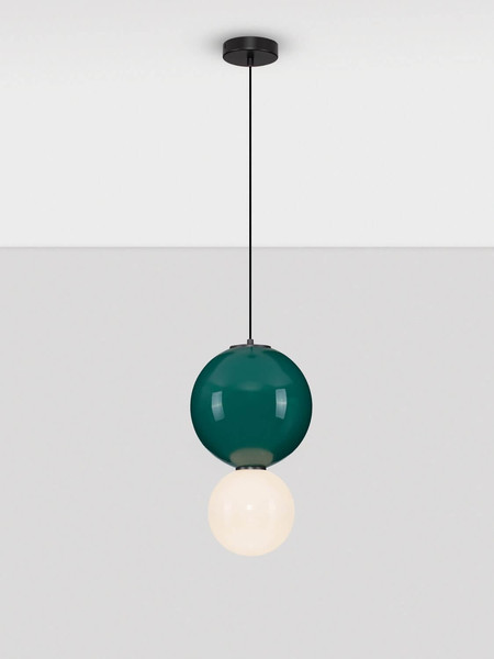 Nova Luce LED Pendelleuchte Noesis 7W warmweiss 3000K Jaspis Schwarz Opal Glas Metall Ø25cm 9009193