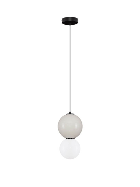 Nova Luce LED Pendelleuchte Noesis 6W warmweiss 3000K Hellgrau Schwarz Opal Glas Metall Ø18cm 9009194
