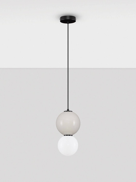 Nova Luce LED Pendelleuchte Noesis 6W warmweiss 3000K Hellgrau Schwarz Opal Glas Metall Ø18cm 9009194