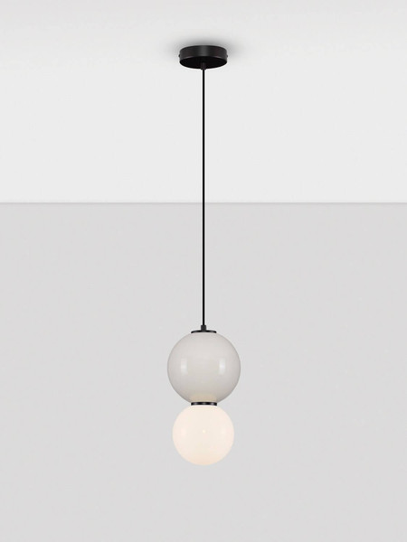 Nova Luce LED Pendelleuchte Noesis 6W warmweiss 3000K Hellgrau Schwarz Opal Glas Metall Ø18cm 9009194