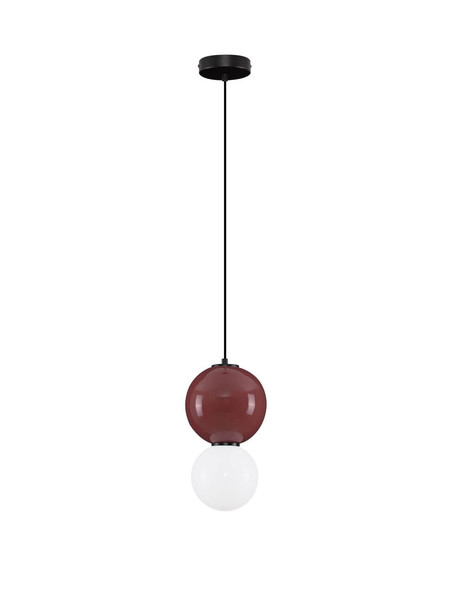 Nova Luce LED Pendelleuchte Noesis 6W warmweiss 3000K Bordeaux Schwarz Opal Glas Metall Ø18cm 9009195