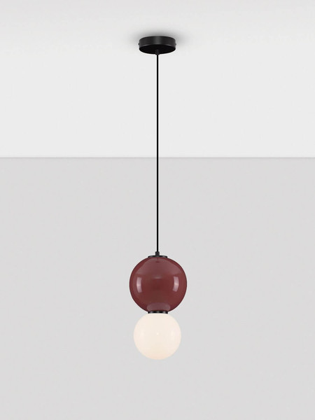 Nova Luce LED Pendelleuchte Noesis 6W warmweiss 3000K Bordeaux Schwarz Opal Glas Metall Ø18cm 9009195