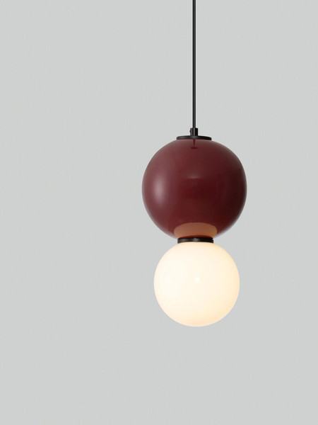 Nova Luce LED Pendelleuchte Noesis 6W warmweiss 3000K Bordeaux Schwarz Opal Glas Metall Ø18cm 9009195