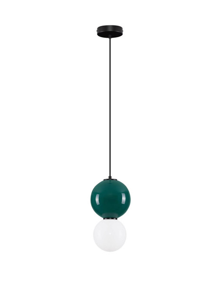 Nova Luce LED Pendelleuchte Noesis 6W warmweiss 3000K Jaspis Schwarz Opal Glas Metall Ø18cm 9009197