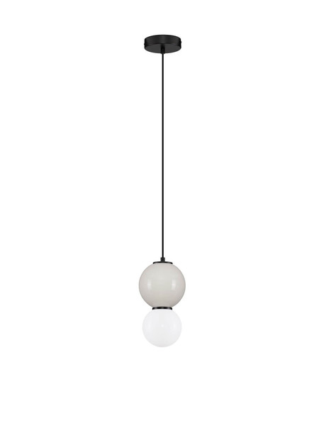 Nova Luce LED Pendelleuchte Noesis 4W warmweiss 3000K Hellgrau Schwarz Opal Glas Metall Ø15cm 9009198