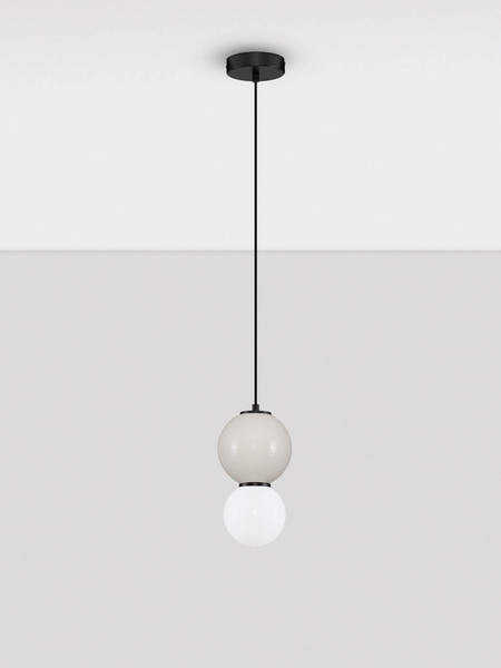 Nova Luce LED Pendelleuchte Noesis 4W warmweiss 3000K Hellgrau Schwarz Opal Glas Metall Ø15cm 9009198