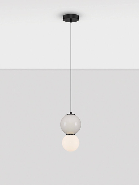 Nova Luce LED Pendelleuchte Noesis 4W warmweiss 3000K Hellgrau Schwarz Opal Glas Metall Ø15cm 9009198
