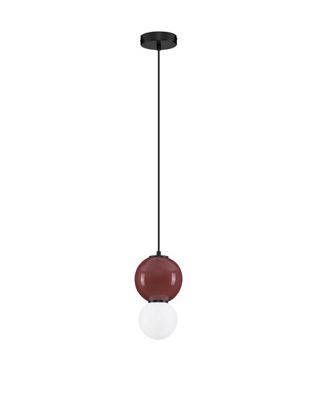 Nova Luce LED Pendelleuchte Noesis 4W warmweiss 3000K Bordeaux Schwarz Opal Glas Metall Ø15cm 9009199