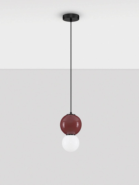 Nova Luce LED Pendelleuchte Noesis 4W warmweiss 3000K Bordeaux Schwarz Opal Glas Metall Ø15cm 9009199