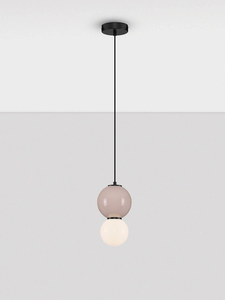 Nova Luce LED Pendelleuchte Noesis 4W warmweiss 3000K Mokka Schwarz Opal Glas Metall Ø15cm 9009200