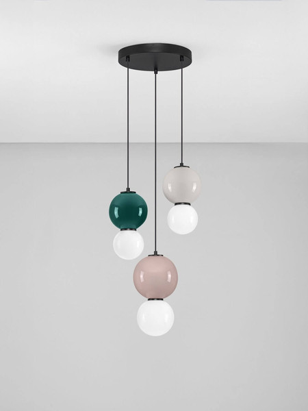 Nova Luce LED Pendelleuchte Noesis 14W warmweiss 3000K Mehrfarbig Glas Metall Ø30cm 9009202