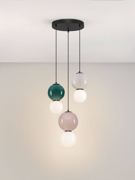 Nova Luce LED Pendelleuchte Noesis 14W warmweiss 3000K Mehrfarbig Glas Metall Ø30cm 9009202