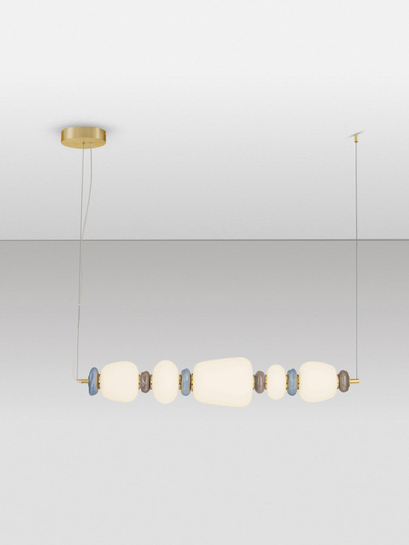 Nova Luce LED Pendelleuchte Palo dimmbar 28W warmweiss 3000K Mehrfarbig Glas Metall 96cm 9009203