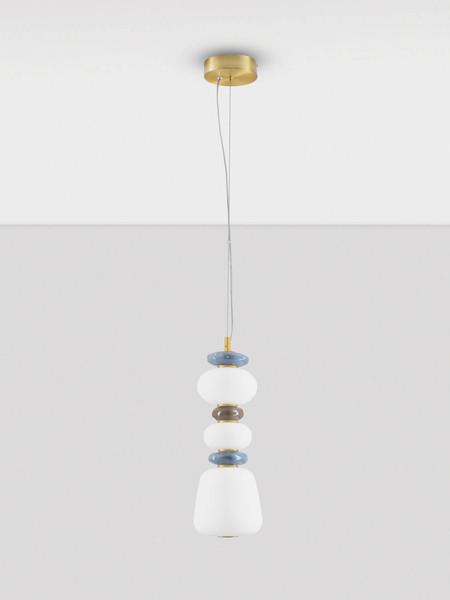 Nova Luce LED Pendelleuchte Palo dimmbar 20W warmweiss 3000K Mehrfarbig Glas Metall Ø17cm 9009204