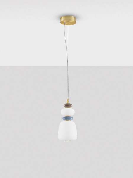 Nova Luce LED Pendelleuchte Palo dimmbar 12W warmweiss 3000K Mehrfarbig Glas Metall Ø17cm 9009205