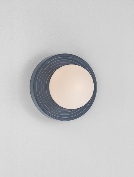 Nova Luce Wandleuchte Orbique G9 Graublau Opal Glas Keramik Ø22cm 9009209