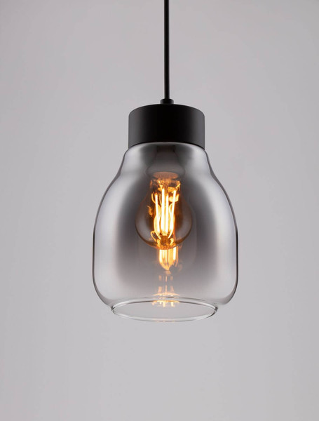 Nova Luce Pendelleuchte Blacu E27 Rauchgrau Schwarz Glas Metall Ø15cm 9009270