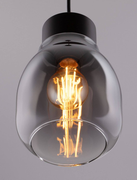 Nova Luce Pendelleuchte Blacu E27 Rauchgrau Schwarz Glas Metall Ø15cm 9009270