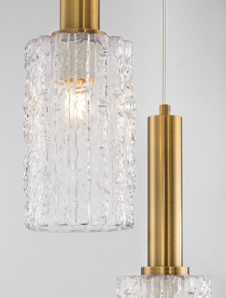 Nova Luce Pendelleuchte Certa 3-flammig 3xE27 Messinggold Schwarz Klar Glas Metall Ø30cm 9009274