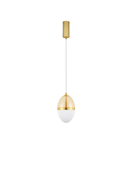 Nova Luce LED Pendelleuchte Egna 20W warmweiss 3000K Cognac Gold Opal Glas Metall Ø15cm 9009278