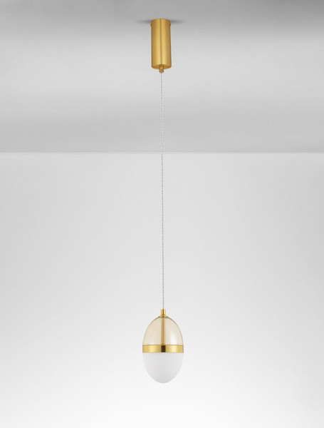 Nova Luce LED Pendelleuchte Egna 13W warmweiss 3000K Cognac Gold Opal Glas Metall Ø12cm 9009279