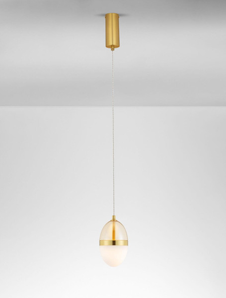 Nova Luce LED Pendelleuchte Egna 13W warmweiss 3000K Cognac Gold Opal Glas Metall Ø12cm 9009279