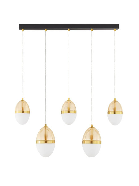 Nova Luce LED Pendelleuchte Egna 58W warmweiss 3000K Cognac Gold Opal Glas Metall 86x15cm 9009281