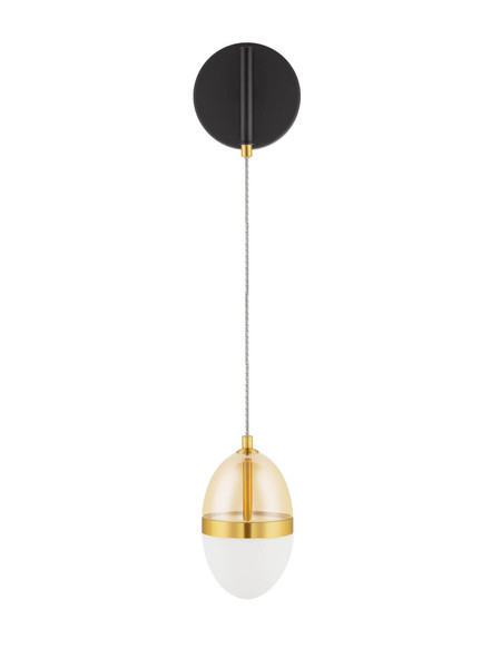 Nova Luce LED Wandleuchte Egna 13W warmweiss 3000K Cognac Gold Opal Glas Metall 48x12cm 9009282