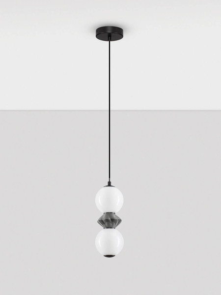 Nova Luce LED Pendelleuchte Pallina dimmbar 10W warmweiss 3000K Schwarz Opal Dunkelgrau Glas Metall Ø12cm 9009300