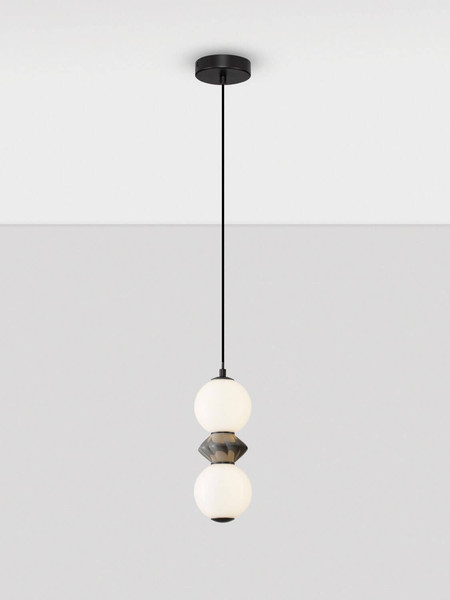 Nova Luce LED Pendelleuchte Pallina dimmbar 10W warmweiss 3000K Schwarz Opal Dunkelgrau Glas Metall Ø12cm 9009300
