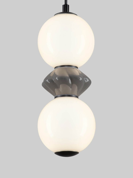 Nova Luce LED Pendelleuchte Pallina dimmbar 10W warmweiss 3000K Schwarz Opal Dunkelgrau Glas Metall Ø12cm 9009300