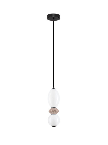 Nova Luce LED Pendelleuchte Pallina dimmbar 12W warmweiss 3000K Schwarz Opal Mokka Glas Metall Ø12cm 9009301