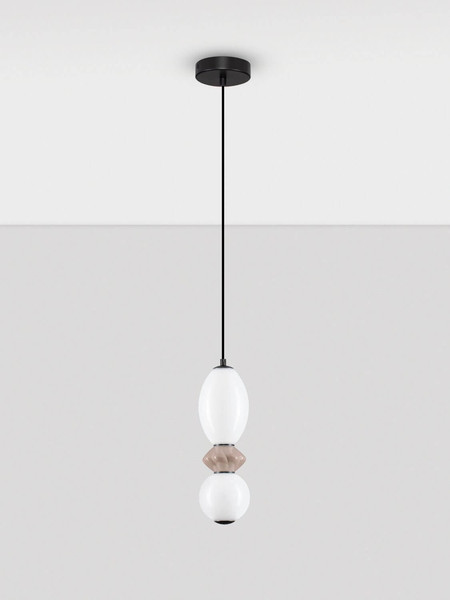 Nova Luce LED Pendelleuchte Pallina dimmbar 12W warmweiss 3000K Schwarz Opal Mokka Glas Metall Ø12cm 9009301
