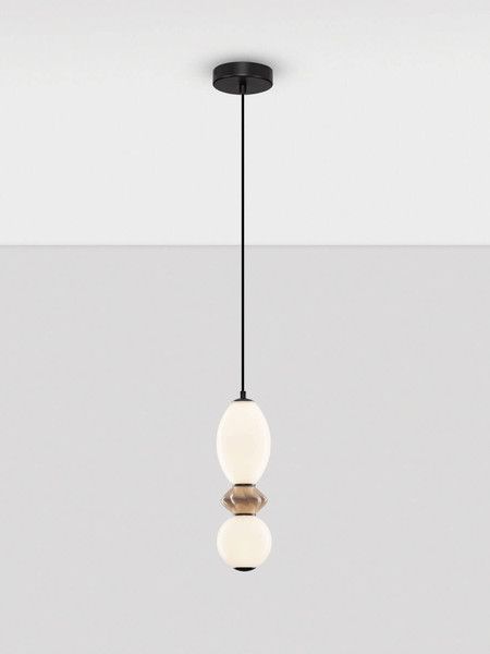 Nova Luce LED Pendelleuchte Pallina dimmbar 12W warmweiss 3000K Schwarz Opal Mokka Glas Metall Ø12cm 9009301