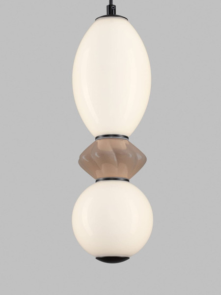 Nova Luce LED Pendelleuchte Pallina dimmbar 12W warmweiss 3000K Schwarz Opal Mokka Glas Metall Ø12cm 9009301