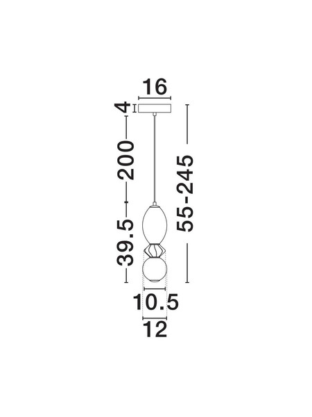 Nova Luce LED Pendelleuchte Pallina dimmbar 12W warmweiss 3000K Schwarz Opal Mokka Glas Metall Ø12cm 9009301