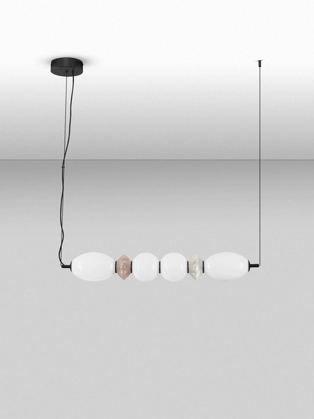 Nova Luce LED Pendelleuchte Pallina dimmbar 28W warmweiss 3000K Mehrfarbig Glas Metall Ø82cm 9009303