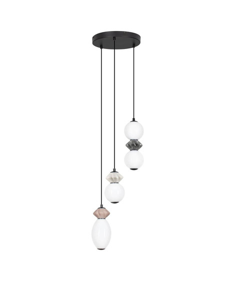 Nova Luce LED Pendelleuchte Pallina dimmbar 20W warmweiss 3000K Mehrfarbig Glas Metall Ø37cm 9009304