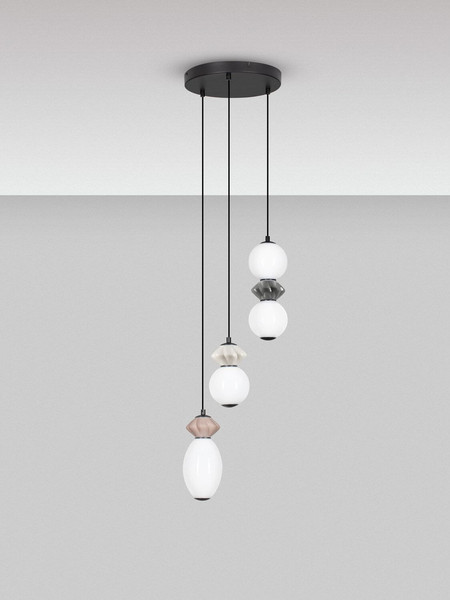 Nova Luce LED Pendelleuchte Pallina dimmbar 20W warmweiss 3000K Mehrfarbig Glas Metall Ø37cm 9009304