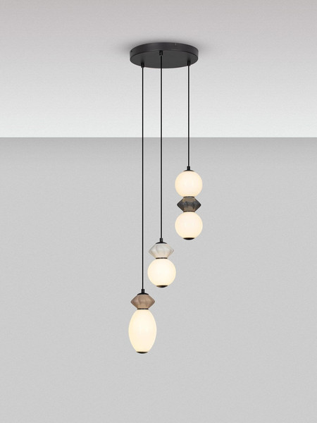 Nova Luce LED Pendelleuchte Pallina dimmbar 20W warmweiss 3000K Mehrfarbig Glas Metall Ø37cm 9009304