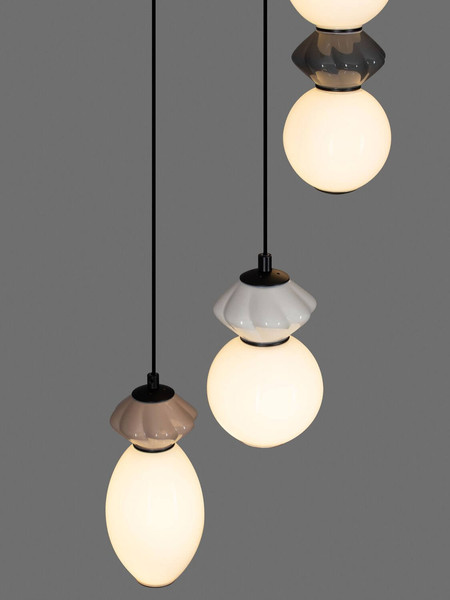 Nova Luce LED Pendelleuchte Pallina dimmbar 20W warmweiss 3000K Mehrfarbig Glas Metall Ø37cm 9009304