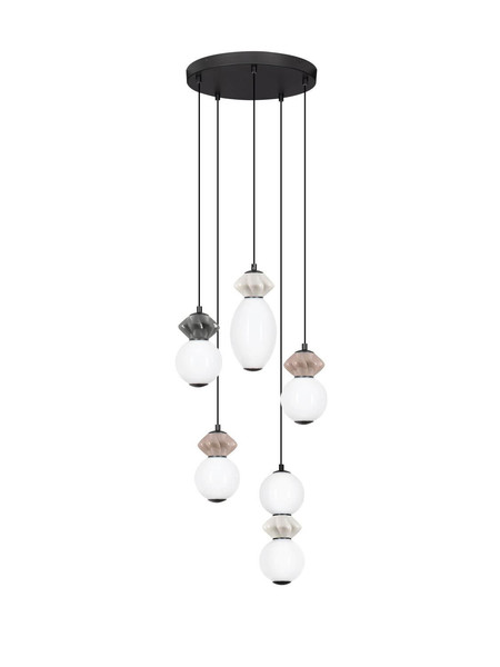 Nova Luce LED Pendelleuchte Pallina dimmbar 28W warmweiss 3000K Mehrfarbig Glas Metall Ø42cm 9009305
