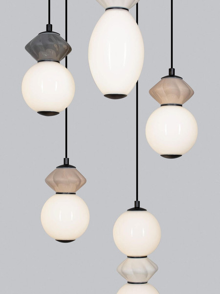 Nova Luce LED Pendelleuchte Pallina dimmbar 28W warmweiss 3000K Mehrfarbig Glas Metall Ø42cm 9009305