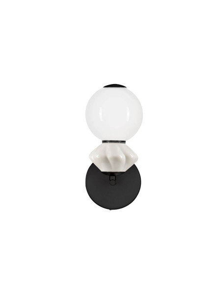 Nova Luce LED Wandleuchte Pallina dimmbar 6W warmweiss 3000K Schwarz Opal Hellgrau Glas Metall 28x19,5cm 9009306