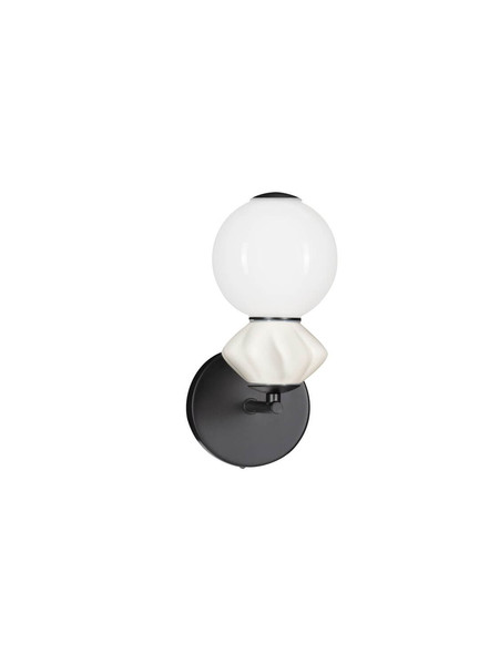 Nova Luce LED Wandleuchte Pallina dimmbar 6W warmweiss 3000K Schwarz Opal Hellgrau Glas Metall 28x19,5cm 9009306
